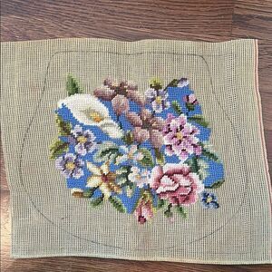 Vintage finished Floral Needlepoint Canvas‎